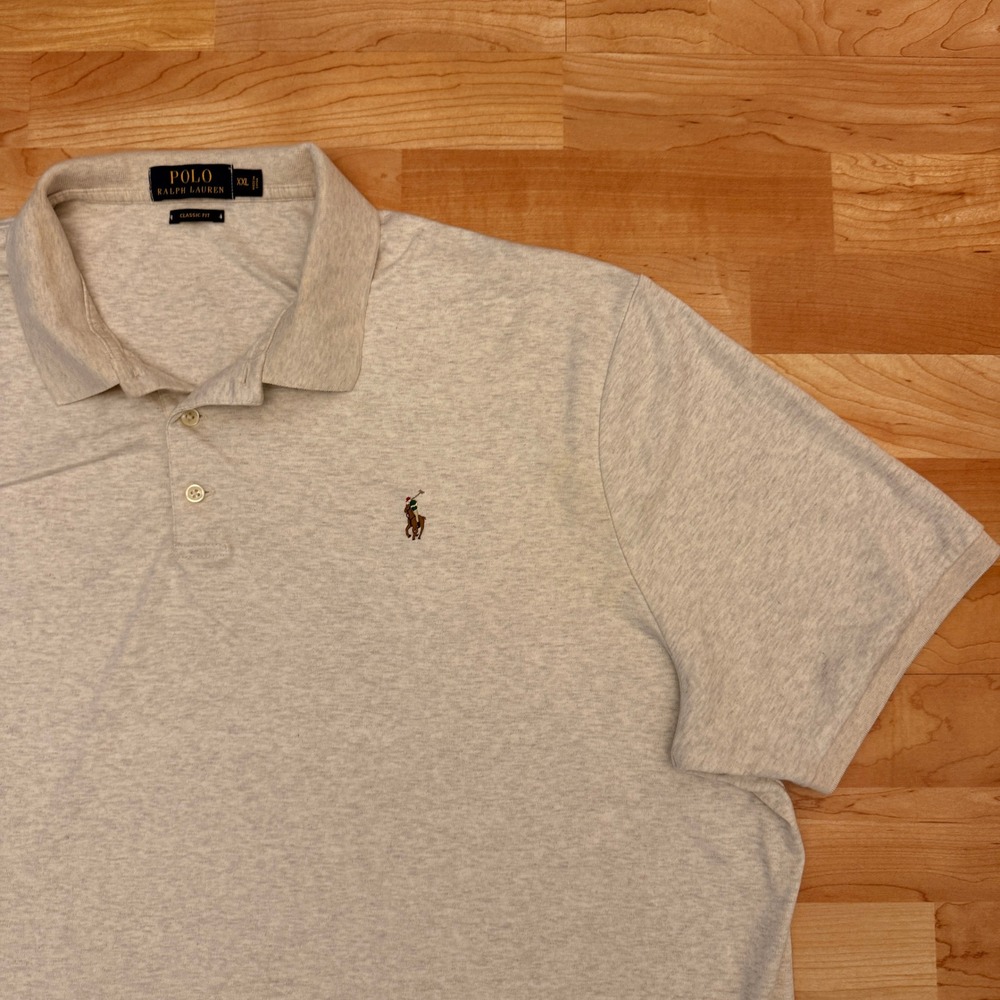 Vintage Polo Ralph Lauren Mens XXL Grey Heather Classic Fit Polo Shirt